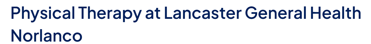 Physical Therapy at Lancaster General Health Norlanco